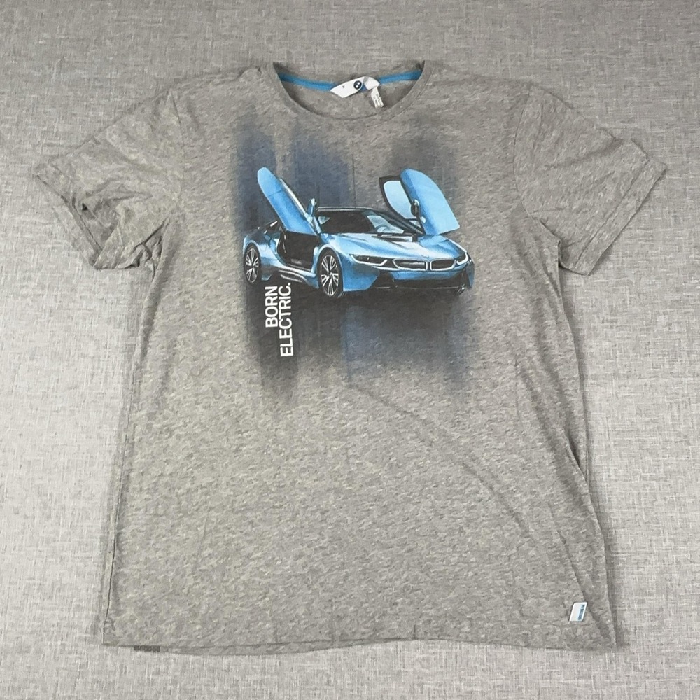 BMW I8 Born Electric Shirt Mens Medium Gray Graphic Tee Sports Car Auto
